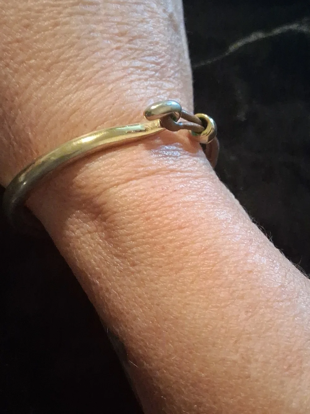 Minimalist Two-Tone Hook Bracelet in Gold and Brown Cord